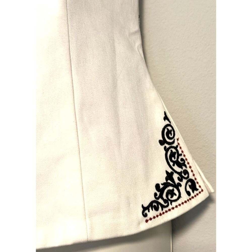 White House Black Market Structured Halter Top Sz US 8 Cotton Embroidered Lined - Picture 3 of 10